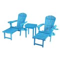 Bold Fontier Oceanic Adirondack Chaise Foldable Lounge Chair Set with Cup & Glass Holder, Sky Blue - Set of 2 BO2690334